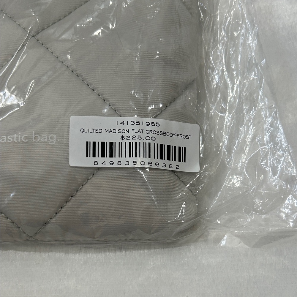 MZ Wallace Quilted Madison Flat Crossbody NWT, unopened. Light grey “Frost” - Picture 2 of 9